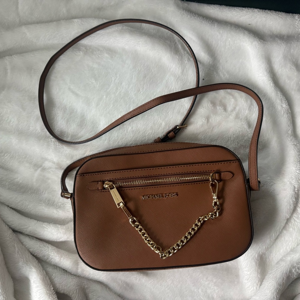 Michael Kors Gold Chain Brown Crossbody Bag